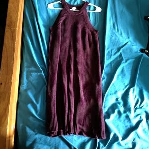 Xileration Maroon Ribbed Sleeveless Dress
